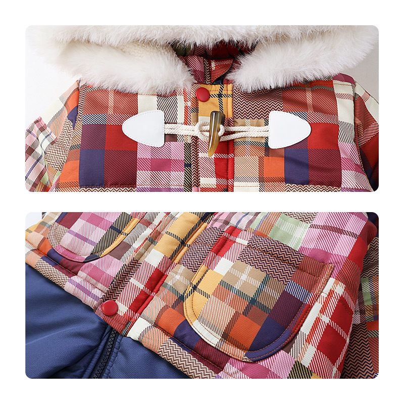 ジャンプスーツ ベビー キッズ 男の子 女の子 中綿入り 防寒 保温 撥水加工 ( 80-100cm )【 GrinLab グリンラボ 】 ファー付き フード アウター ジャケット スノーウェア スキーウェア スノーコンビ つなぎ 雪遊び ダッフルコート トグルボタン 総柄 80cm 90cm 95cm 100cm