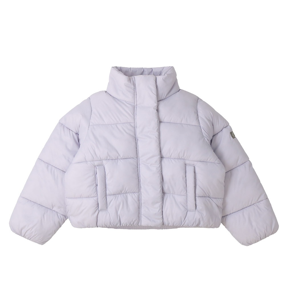 キッズ 中綿ジャケット 女の子 撥水加工 洗える ポケット付 中綿アウター 中わた入り 軽量 フード無し 【GrinLab グリンラボ】 アウトドア 保温 防寒 防寒着 ナイロン 冬服 あたたかい 暖かい 軽い 雨具 通園 通学 切替 ロゴ 90 100 110 120 130 140 150 160