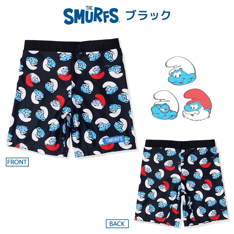 子供 水着 男の子 キッズ スマーフ ラッシュガード 半袖 UV加工 UPF50＋ ( 100-130cm )【 SMURFS 】 こども 子供用 スイムウェア UVカット アニメ キャラクター プール レジャー 海水浴 夏 100cm 110cm 120cm 130cm 