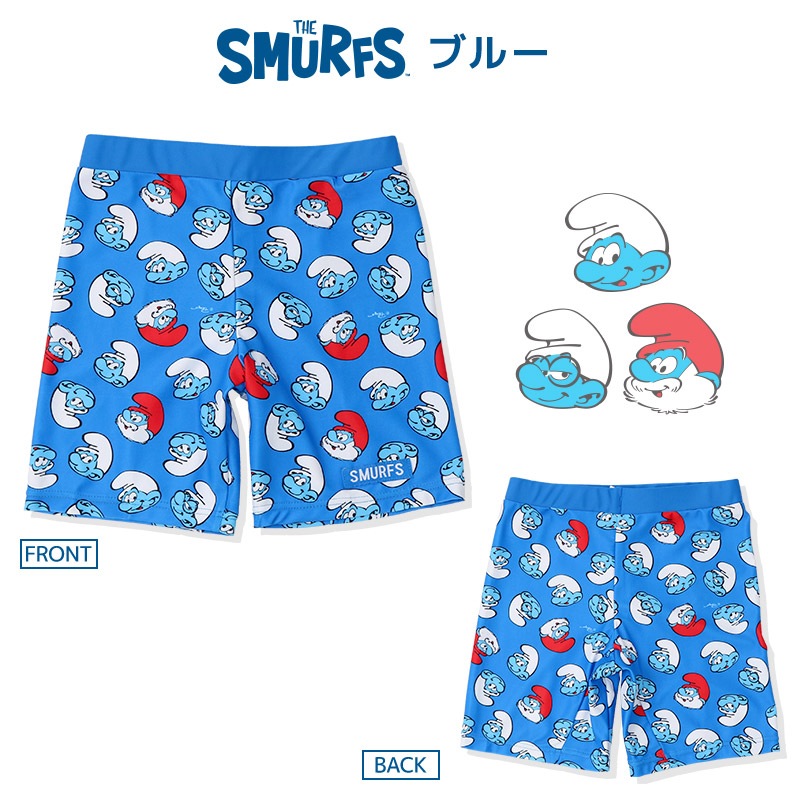 子供 水着 男の子 キッズ スマーフ ラッシュガード 半袖 UV加工 UPF50＋ ( 100-130cm )【 SMURFS 】 こども 子供用 スイムウェア UVカット アニメ キャラクター プール レジャー 海水浴 夏 100cm 110cm 120cm 130cm 