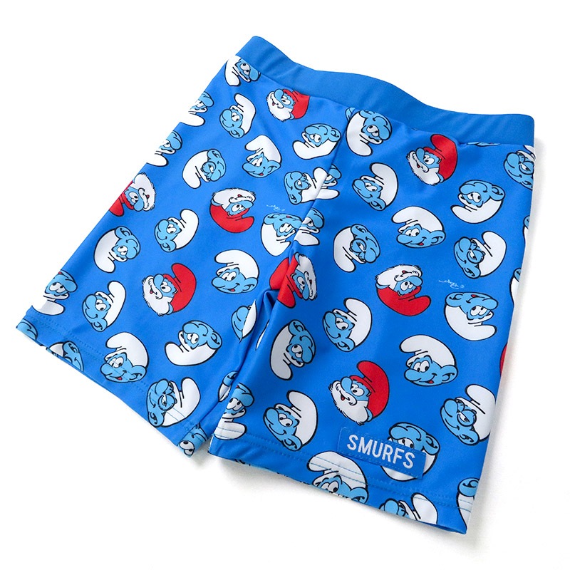 子供 水着 男の子 キッズ スマーフ ラッシュガード 半袖 UV加工 UPF50＋ ( 100-130cm )【 SMURFS 】 こども 子供用 スイムウェア UVカット アニメ キャラクター プール レジャー 海水浴 夏 100cm 110cm 120cm 130cm 