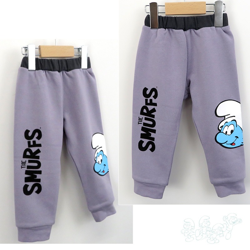 子供服 スマーフ パンツ 裏起毛 裾リブ ボトムス プリント ( 80-130 ) 【SMURFS】 ボーイズ ガールズ 男の子 女の子 リブパンツ 長ズボン 裏毛 キッズ ベビー アニメ キャラクター 冬物 80cm 90cm 95cm 100cm 110cm 120cm 130cm