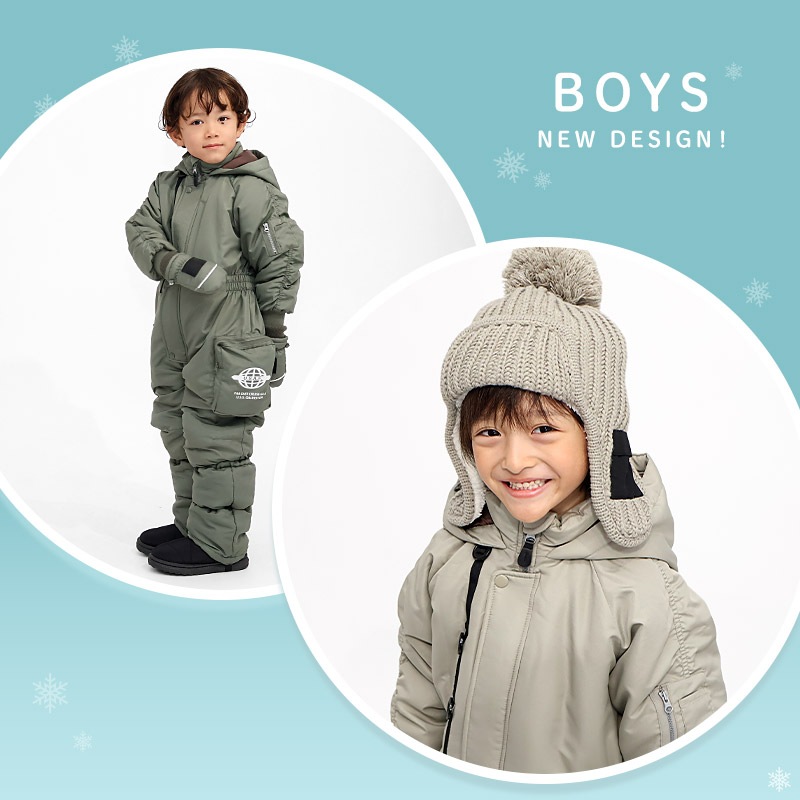 キッズ ベビー ジャンプスーツ 男の子 中綿入り 防寒 保温 撥水加工 ( 80-120cm )【 GrinLab グリンラボ 】 フード アウター ジャケット スノーウェア スキーウェア スノーコンビ つなぎ 雪遊び 外遊び 冬 恐竜 ダイナソー 女の子 80cm 90cm 95cm 100cm 110cm 120cm