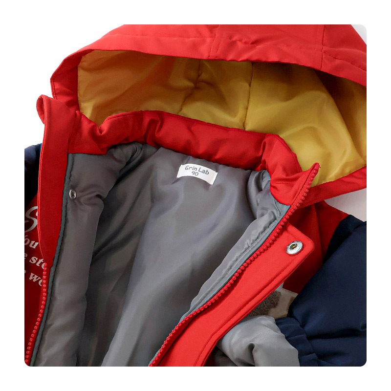 キッズ ベビー ジャンプスーツ 男の子 中綿入り 防寒 保温 撥水加工 ( 80-120cm )【 GrinLab グリンラボ 】 フード アウター ジャケット スノーウェア スキーウェア スノーコンビ つなぎ 雪遊び 外遊び 冬 恐竜 ダイナソー 女の子 80cm 90cm 95cm 100cm 110cm 120cm