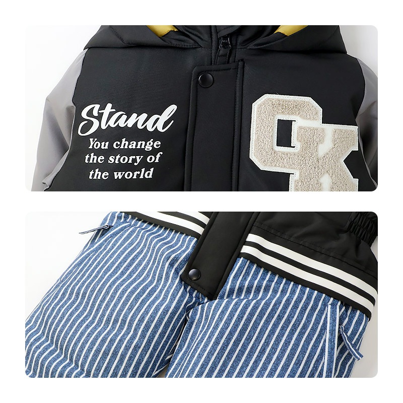 キッズ ベビー ジャンプスーツ 男の子 中綿入り 防寒 保温 撥水加工 ( 80-120cm )【 GrinLab グリンラボ 】 フード アウター ジャケット スノーウェア スキーウェア スノーコンビ つなぎ 雪遊び 外遊び 冬 恐竜 ダイナソー 女の子 80cm 90cm 95cm 100cm 110cm 120cm