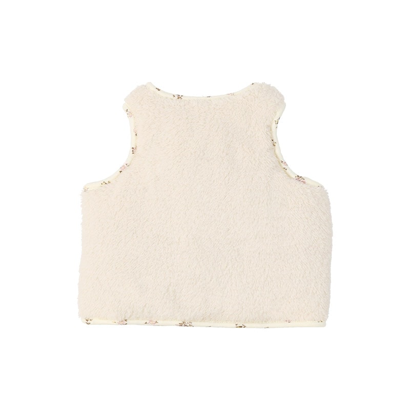 ガールズ フリースベスト 中綿入り マイクロファイバー 長袖 女の子 キッズ ベビー ( 80-130cm )【 UZULAND ウズランド 】 保温 防寒 中わた 暖かい ボア アウター ブルゾン 羽織り レイヤード 重ね着 ピンク アイボリー 秋物 80cm 90cm 95cm 100cm 110cm 120cm 130cm