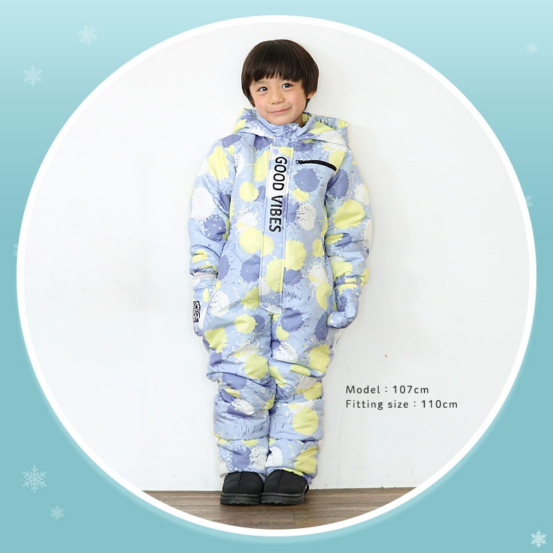 ジャンプスーツ キッズ 女の子 防寒 中綿 撥水加工 フード ( 110-130cm )【 GrinLab グリンラボ 】 ユニコーン グラデーション アウター ジャケット スノーウェア スノーコンビ ツナギ 雪遊び 冬 ガールズ 子供服 ベビー 110cm 120cm 130cm