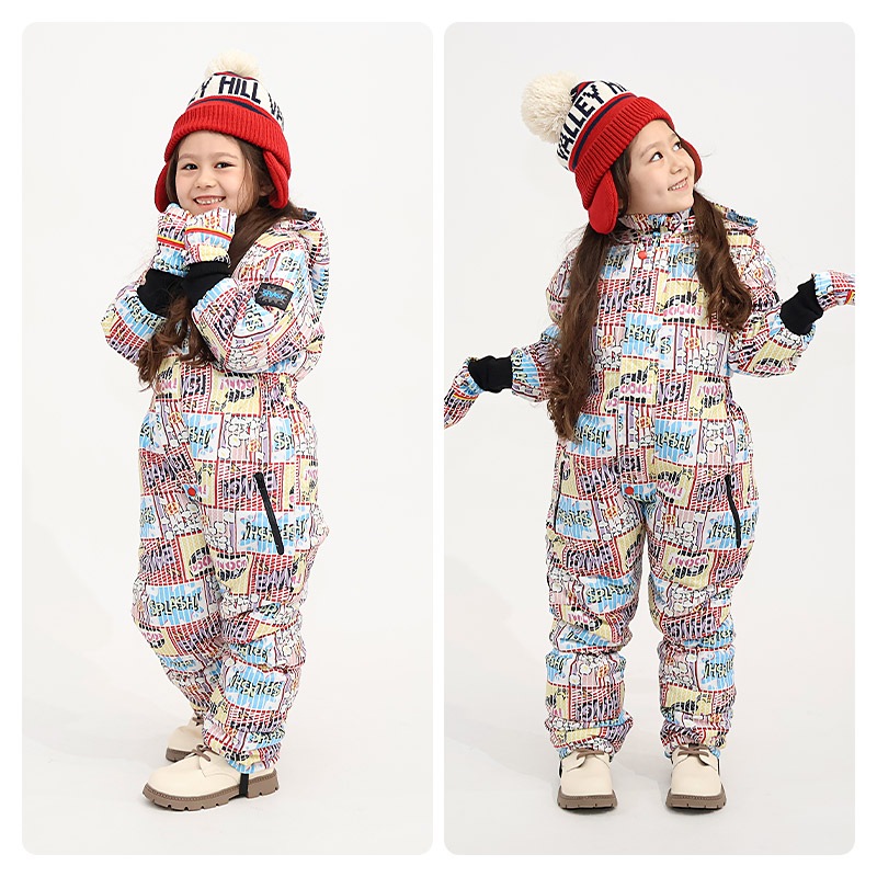 ジャンプスーツ キッズ 女の子 防寒 中綿 撥水加工 フード ( 110-130cm )【 GrinLab グリンラボ 】 ユニコーン グラデーション アウター ジャケット スノーウェア スノーコンビ ツナギ 雪遊び 冬 ガールズ 子供服 ベビー 110cm 120cm 130cm