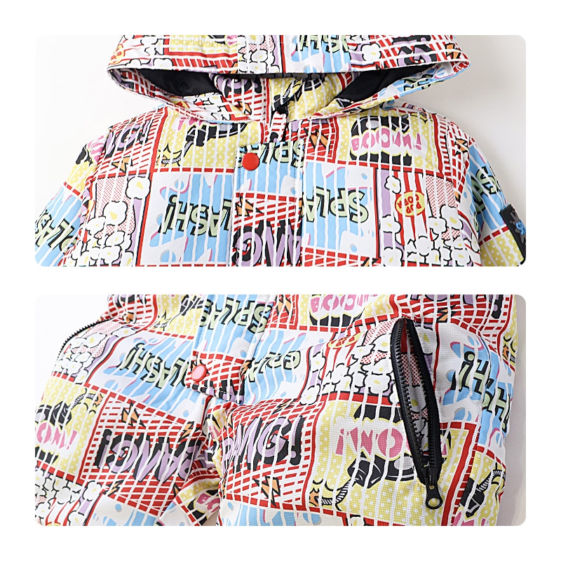 ジャンプスーツ キッズ 女の子 防寒 中綿 撥水加工 フード ( 110-130cm )【 GrinLab グリンラボ 】 ユニコーン グラデーション アウター ジャケット スノーウェア スノーコンビ ツナギ 雪遊び 冬 ガールズ 子供服 ベビー 110cm 120cm 130cm