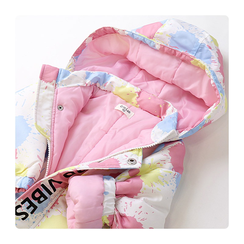 ジャンプスーツ キッズ 女の子 防寒 中綿 撥水加工 フード ( 110-130cm )【 GrinLab グリンラボ 】 ユニコーン グラデーション アウター ジャケット スノーウェア スノーコンビ ツナギ 雪遊び 冬 ガールズ 子供服 ベビー 110cm 120cm 130cm