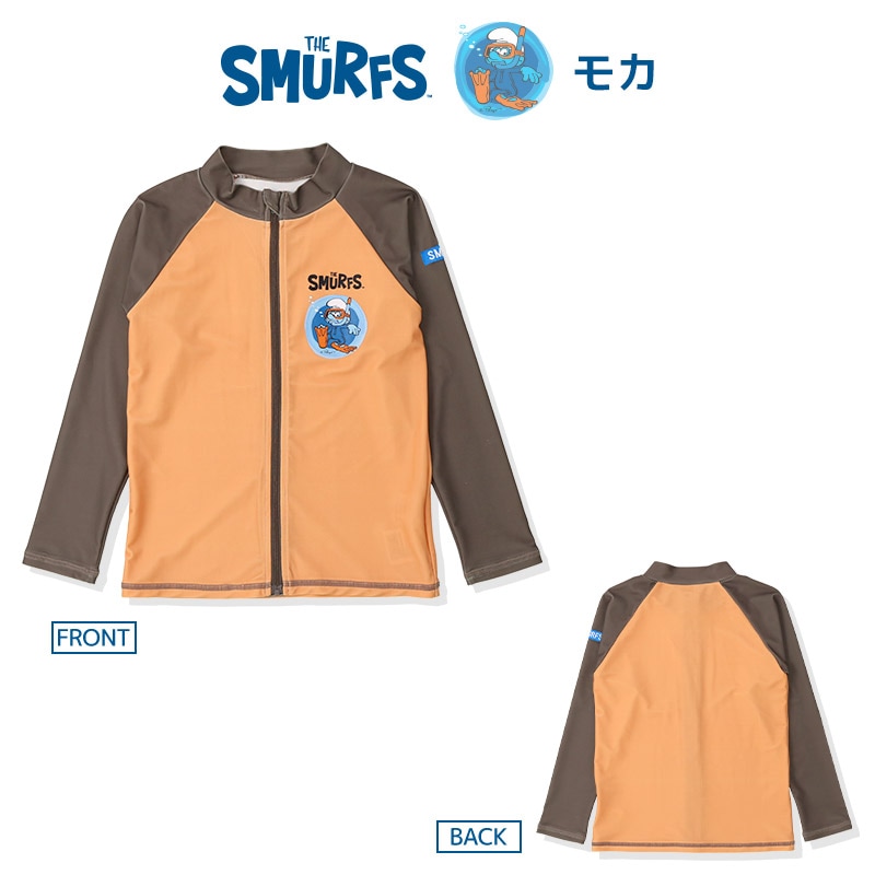 子供 水着 スマーフ ラッシュガード 長袖 フルジップ UV加工 UPF50+ ( 100-130cm ) 【 SMURFS 】 キッズ スイムウェア 子供用 水着 男児 UVカット 男の子 アニメ キャラクター プール 海水浴 レジャー 夏 100cm 110cm 120cm 130cm