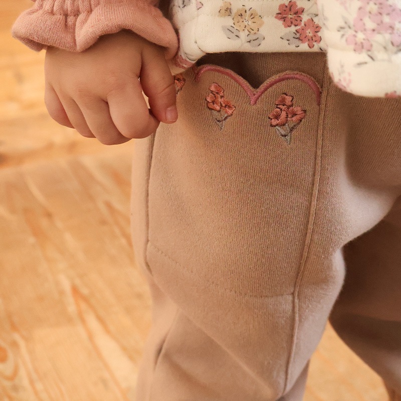 花刺繍ポケットロングパンツ【Uzulandウズランド】