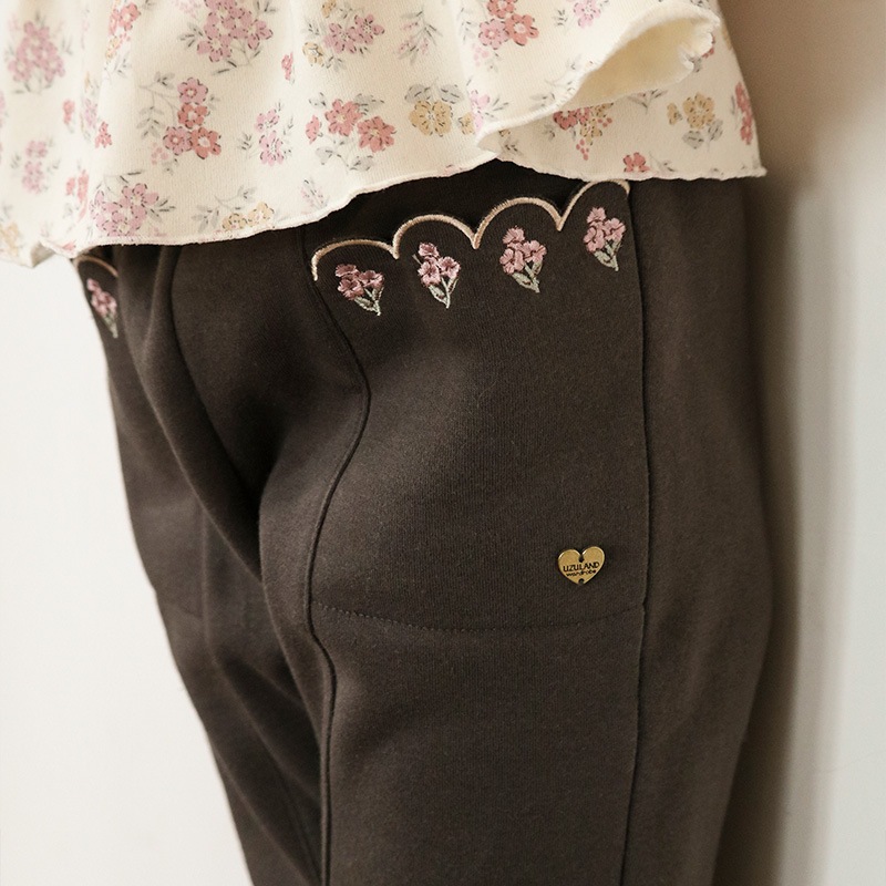 花刺繍ポケットロングパンツ【Uzulandウズランド】