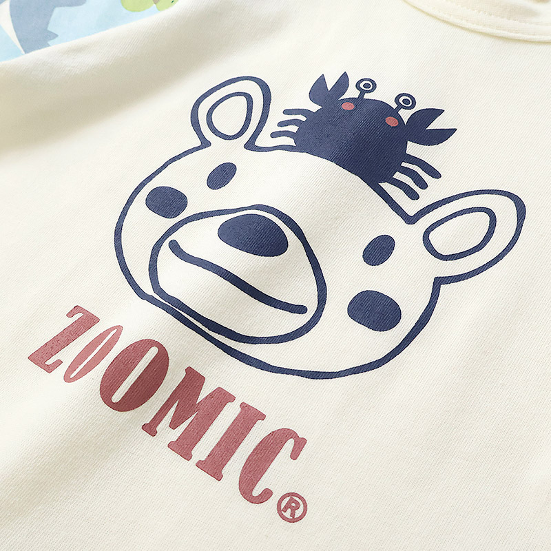 キッズ Tシャツ 半袖 ラグランT アニマル 動物 海の生き物 くま 男の子 女の子【ZOOMIC ズーミック】 ベビー トップス カットソー サメ シャーク 亀 カメ カニ 天竺 プリント バックプリント キャラクター クマ 白 ネイビー 子ども 80 90 95 100 110 120 130