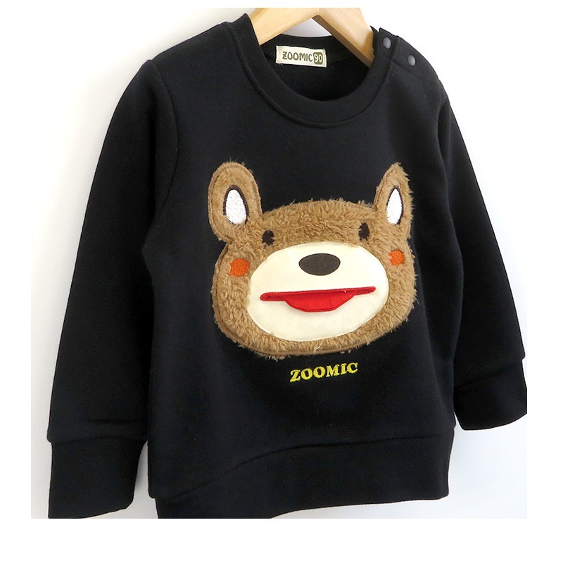 子供服 トレーナー 裏起毛 キッズ くま もこもこ刺繍 ボーイズ トップス 綿100% 長袖 ( 80-130cm) 【ZOOMIC】 ズーミック 男の子 裏毛 ベビー アニマル ゆったり おしゃれ 冬物 80cm 90cm 95cm 100cm 110cm 120cm 130cm