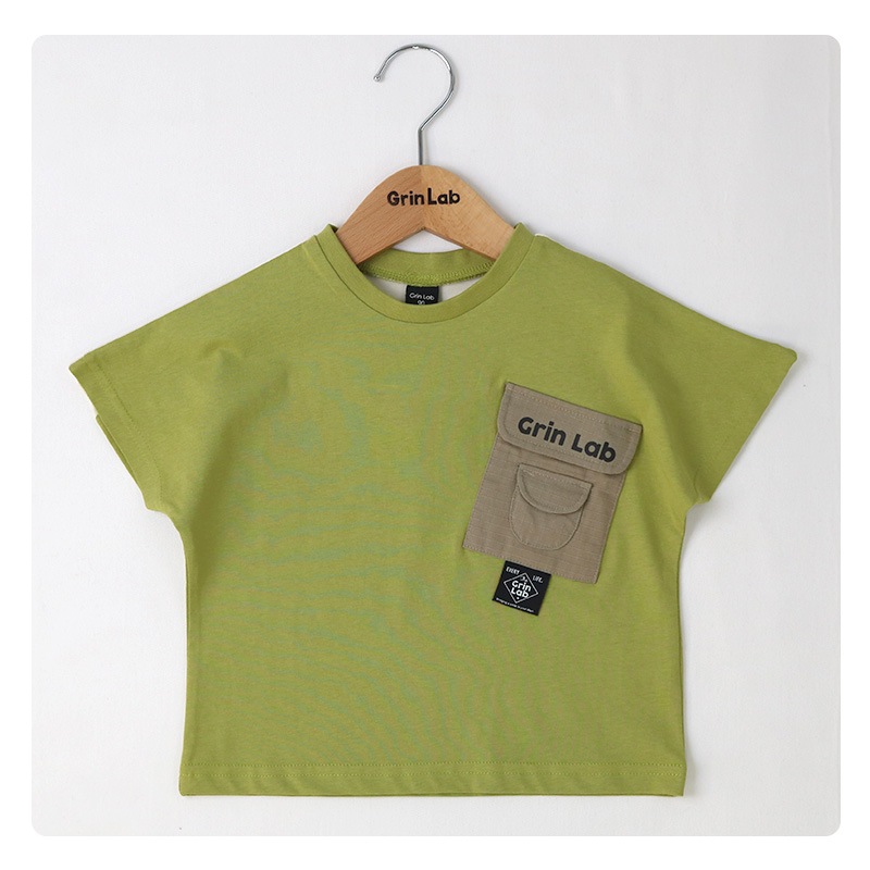 胸ポケロゴ 綿100%半袖Tシャツ【GrinLab グリンラボ】｜80-130cm