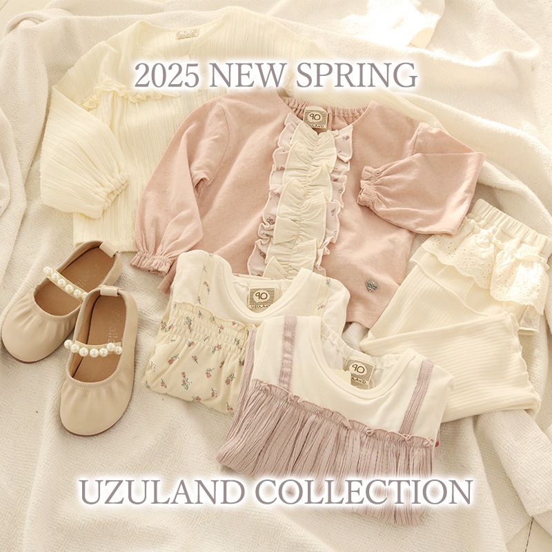 ガールズ ジャケット ブルゾン ポケット付き 長袖 フリル チャーム付き 女の子 キッズ ベビー 【UZULAND ウズランド】 アウター 羽織り 裏地無し 一重 ライトアウター フロントジップ シャツ ブラウス ピンク アイボリー 無地 春物 80cm 90cm 95cm 100cm 110cm 120cm 130cm