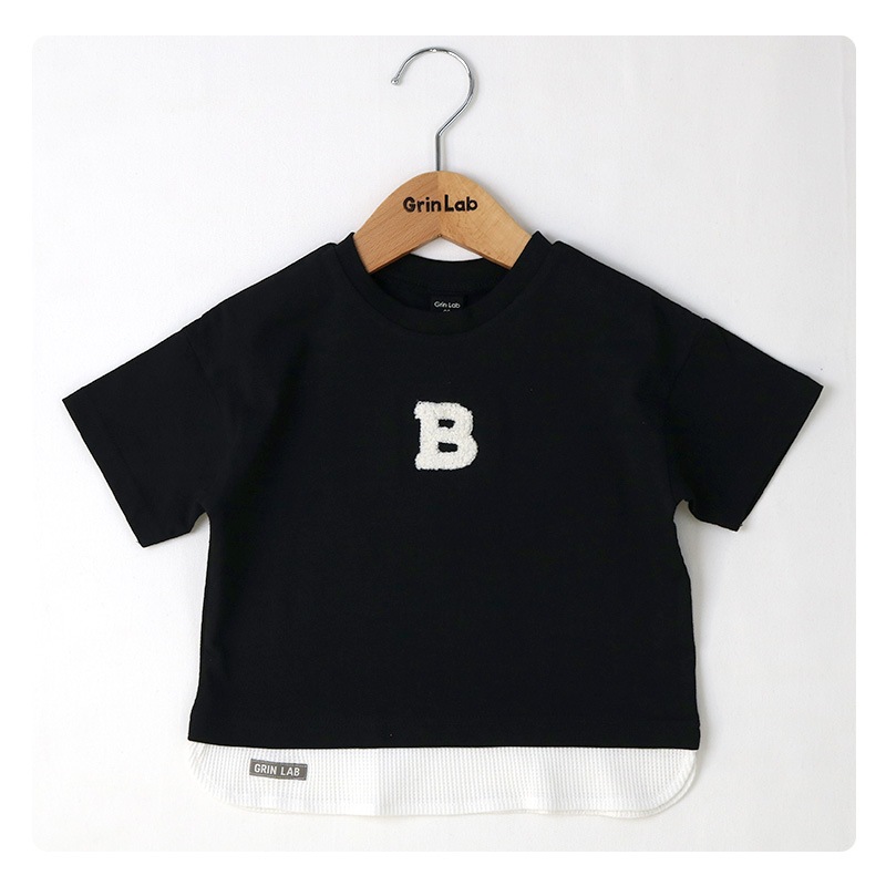 キッズ Tシャツ 子供服 半袖 男の子 トップス プリント デザイン Ｔシャツ ( 80-130cm ) 【 GrinLab グリンラボ 】重ね着風 レイヤード 切替 バックプリント ベビー ボーイズ 夏服 カジュアル 80cm 90cm 95cm 100cm 110cm 120cm 130cm