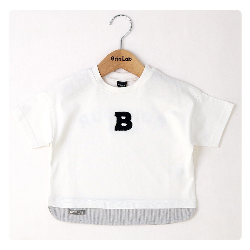 キッズ Tシャツ 子供服 半袖 男の子 トップス プリント デザイン Ｔシャツ ( 80-130cm ) 【 GrinLab グリンラボ 】重ね着風 レイヤード 切替 バックプリント ベビー ボーイズ 夏服 カジュアル 80cm 90cm 95cm 100cm 110cm 120cm 130cm