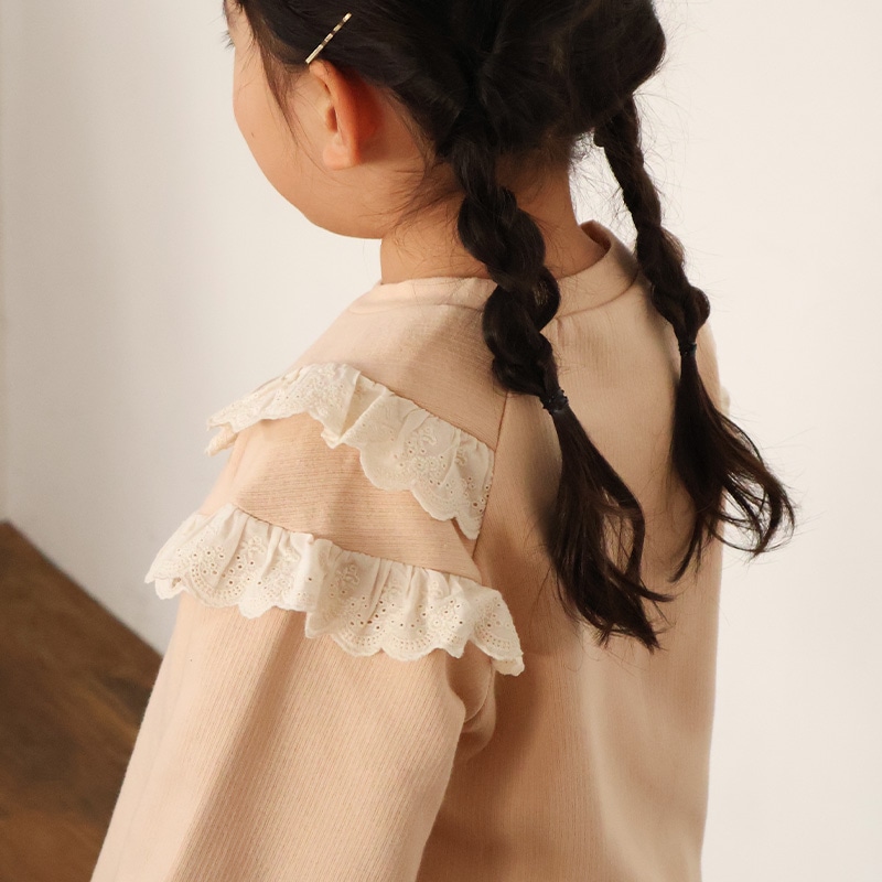 2段レースフリル裏起毛トレーナー【Uzulandウズランド】