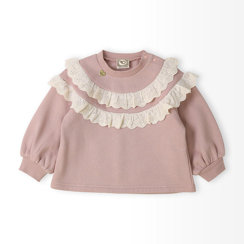 2段レースフリル裏起毛トレーナー【Uzulandウズランド】