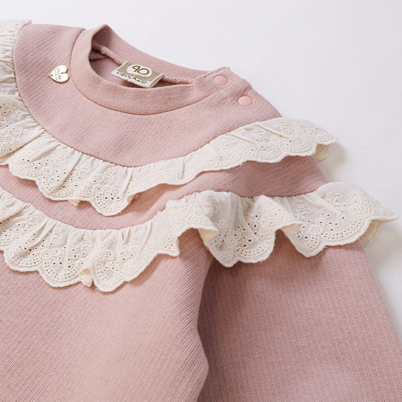 2段レースフリル裏起毛トレーナー【Uzulandウズランド】