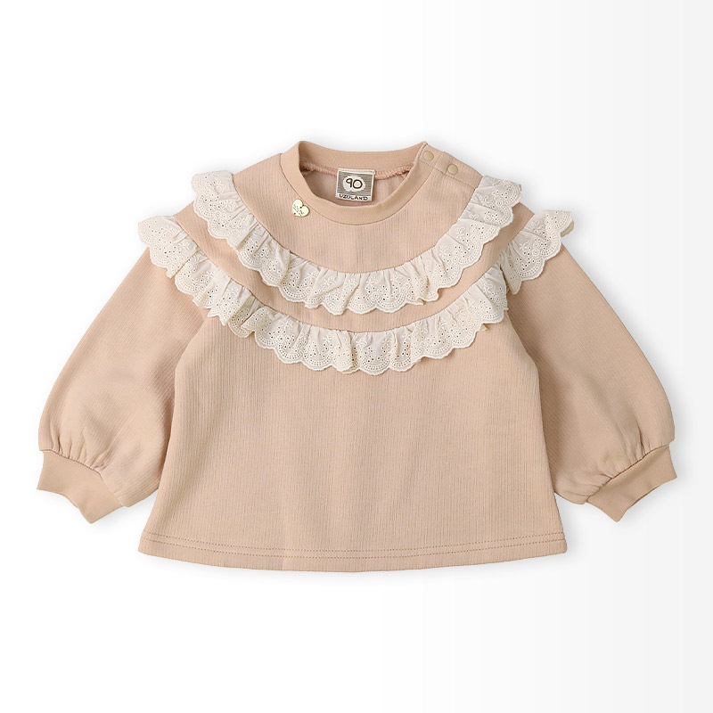 2段レースフリル裏起毛トレーナー【Uzulandウズランド】