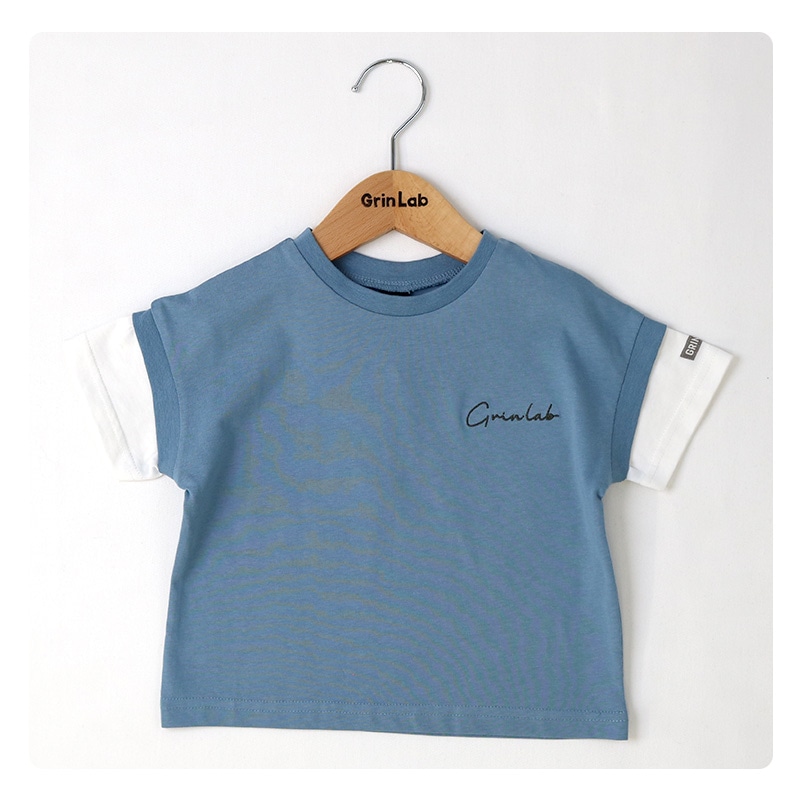 キッズ Tシャツ 子供服 半袖 男の子 トップス プリント デザイン Ｔシャツ ( 80-130cm ) 【 GrinLab グリンラボ 】重ね着風 レイヤード 切替 バックプリント ベビー ボーイズ 夏服 カジュアル 80cm 90cm 95cm 100cm 110cm 120cm 130cm