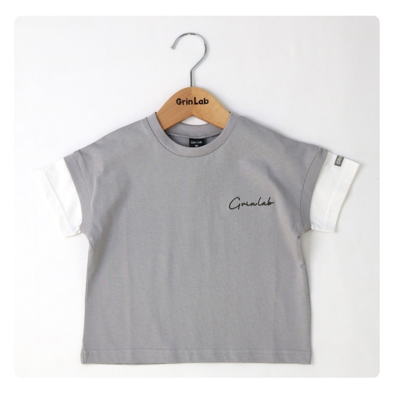 キッズ Tシャツ 子供服 半袖 男の子 トップス プリント デザイン Ｔシャツ ( 80-130cm ) 【 GrinLab グリンラボ 】重ね着風 レイヤード 切替 バックプリント ベビー ボーイズ 夏服 カジュアル 80cm 90cm 95cm 100cm 110cm 120cm 130cm