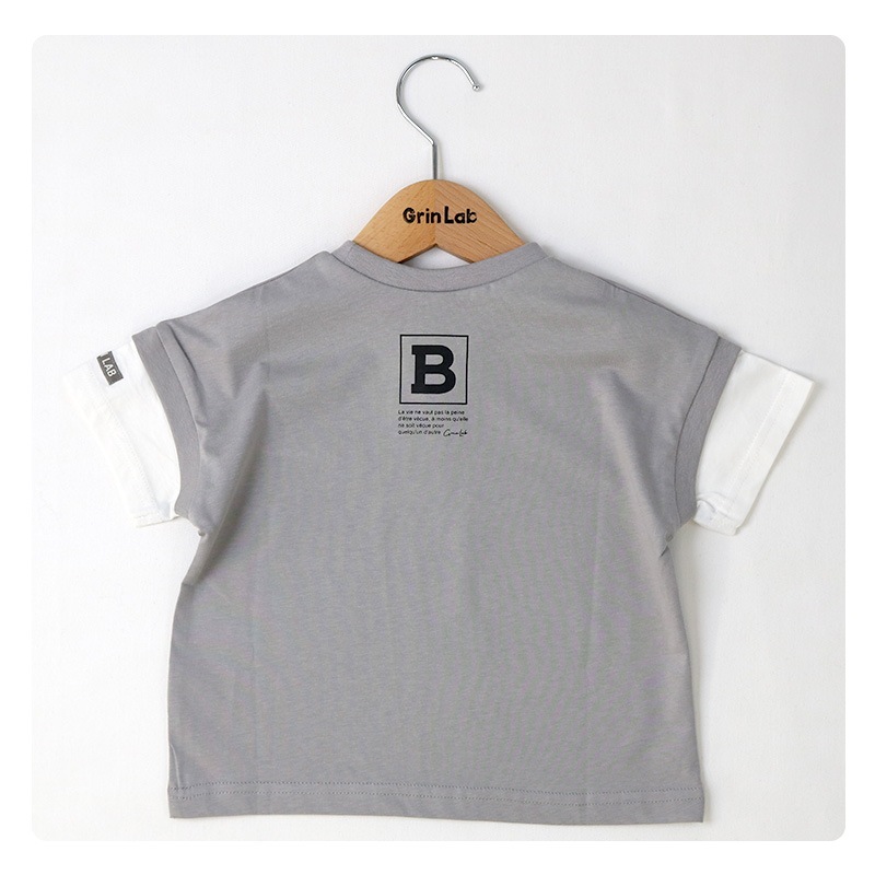 キッズ Tシャツ 子供服 半袖 男の子 トップス プリント デザイン Ｔシャツ ( 80-130cm ) 【 GrinLab グリンラボ 】重ね着風 レイヤード 切替 バックプリント ベビー ボーイズ 夏服 カジュアル 80cm 90cm 95cm 100cm 110cm 120cm 130cm