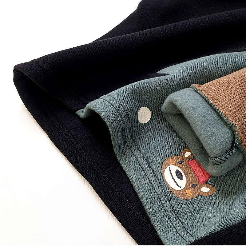 キッズ トレーナー 長袖 裏起毛 ベビー スウェット クリスマス ツリー プレゼント Xmas ギフト トップス アニマル 動物 くま パンダ 男の子 女の子 【ZOOMIC ズーミック】 パイル 切替 配色 肩ボタン 暖かい かわいい 可愛い キャラクター クマ 80 90 95 100 110 120 130