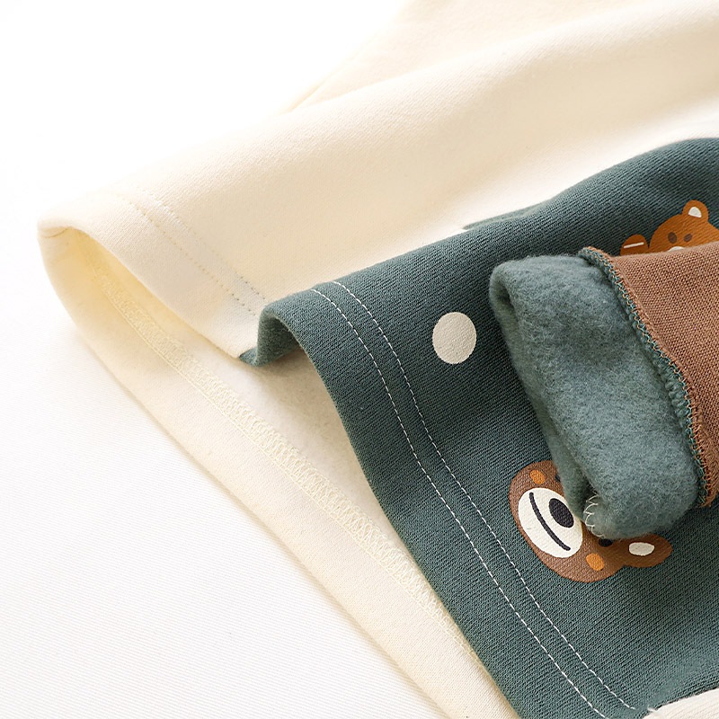 キッズ トレーナー 長袖 裏起毛 ベビー スウェット クリスマス ツリー プレゼント Xmas ギフト トップス アニマル 動物 くま パンダ 男の子 女の子 【ZOOMIC ズーミック】 パイル 切替 配色 肩ボタン 暖かい かわいい 可愛い キャラクター クマ 80 90 95 100 110 120 130