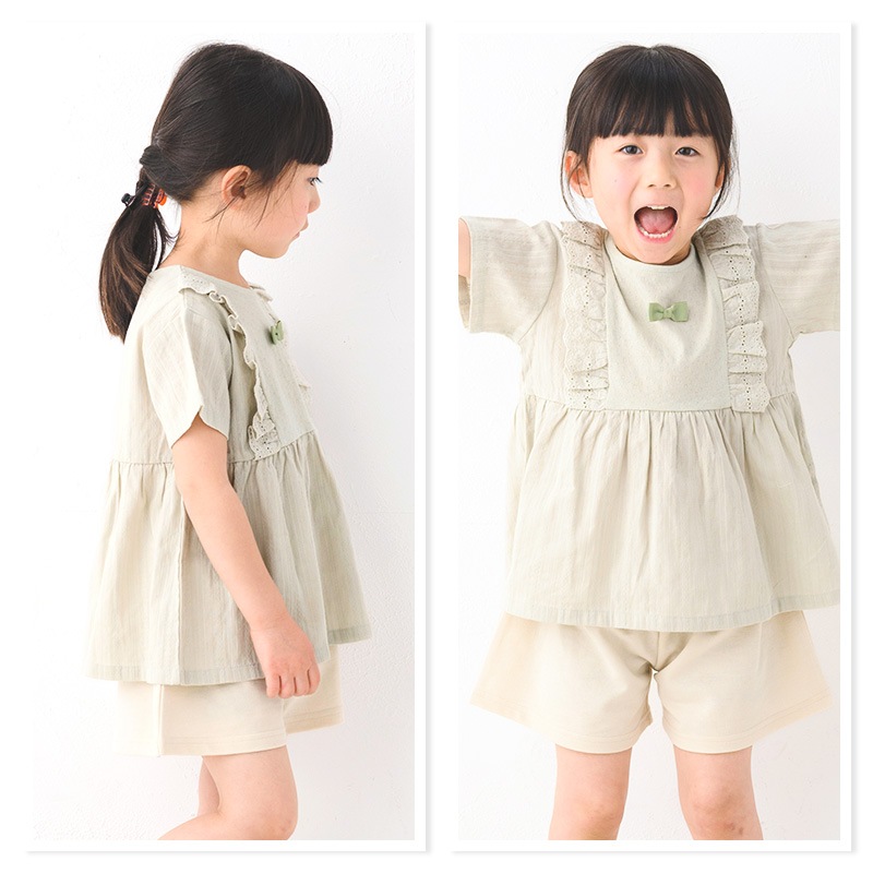 子供服 ボトムス ウズランド ボタン 切替 ミニ裏毛 ショートパンツ(80-130cm)【Uzuland】 子供服 キッズ ベビー 二次加工 切替 ズボン パンツ 夏服 花 フラワー 女の子 80cm 90cm 95cm 100cm 110cm 120cm 130cmポイント消化