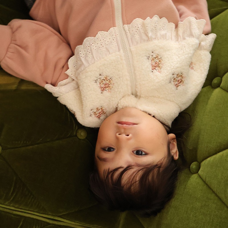 花刺繍ボアフリース切替ジャケット【Uzulandウズランド】