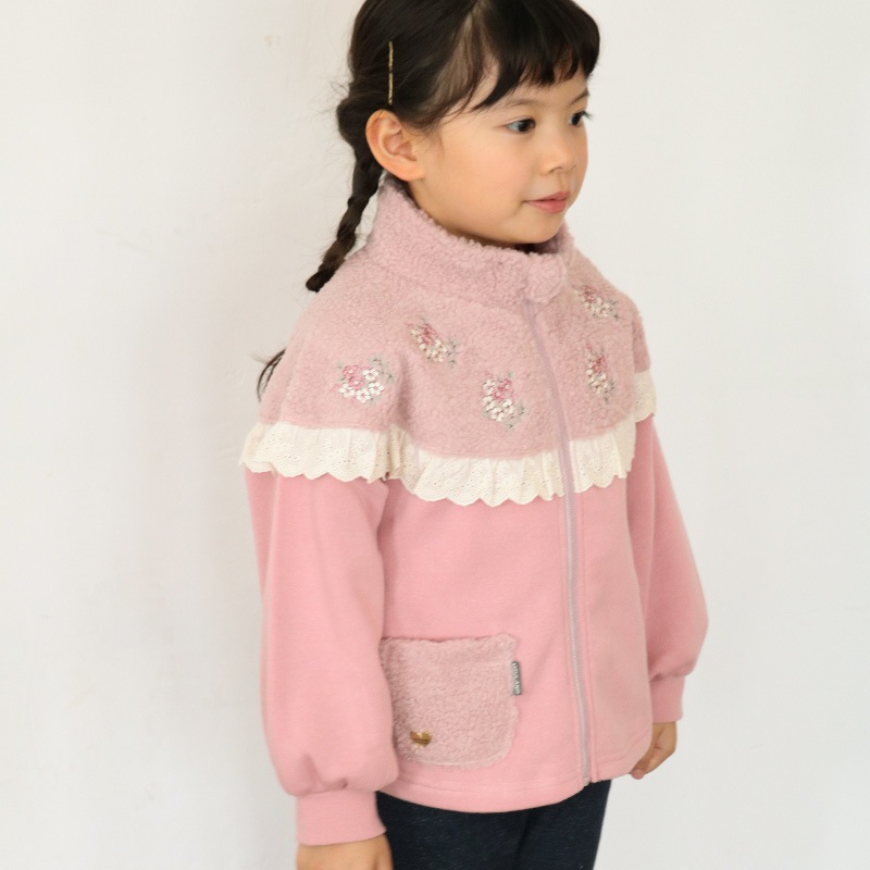 花刺繍ボアフリース切替ジャケット【Uzulandウズランド】