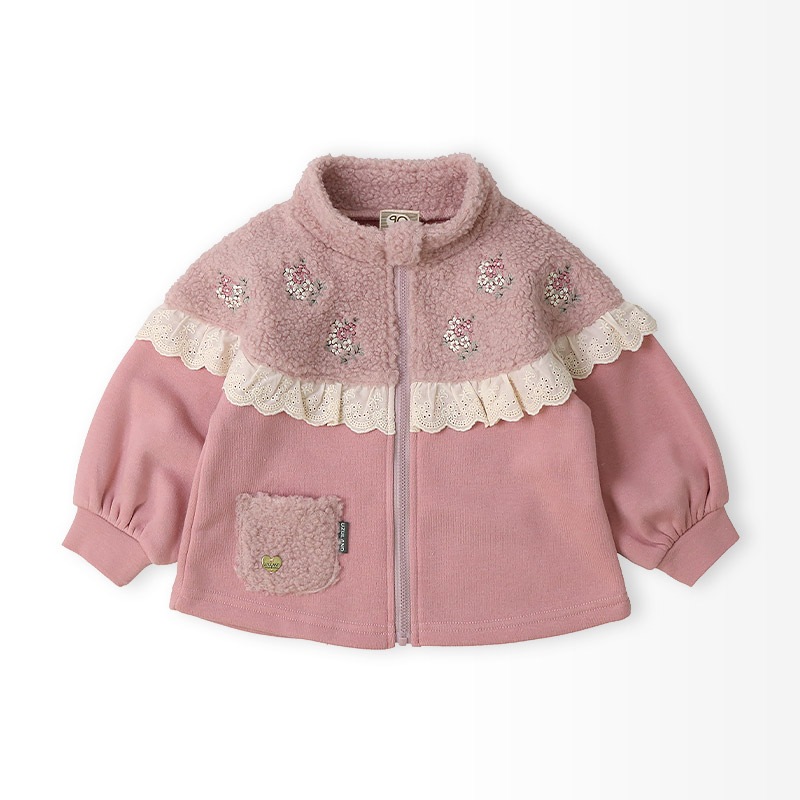 花刺繍ボアフリース切替ジャケット【Uzulandウズランド】