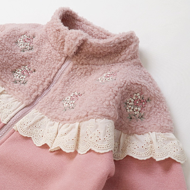 花刺繍ボアフリース切替ジャケット【Uzulandウズランド】