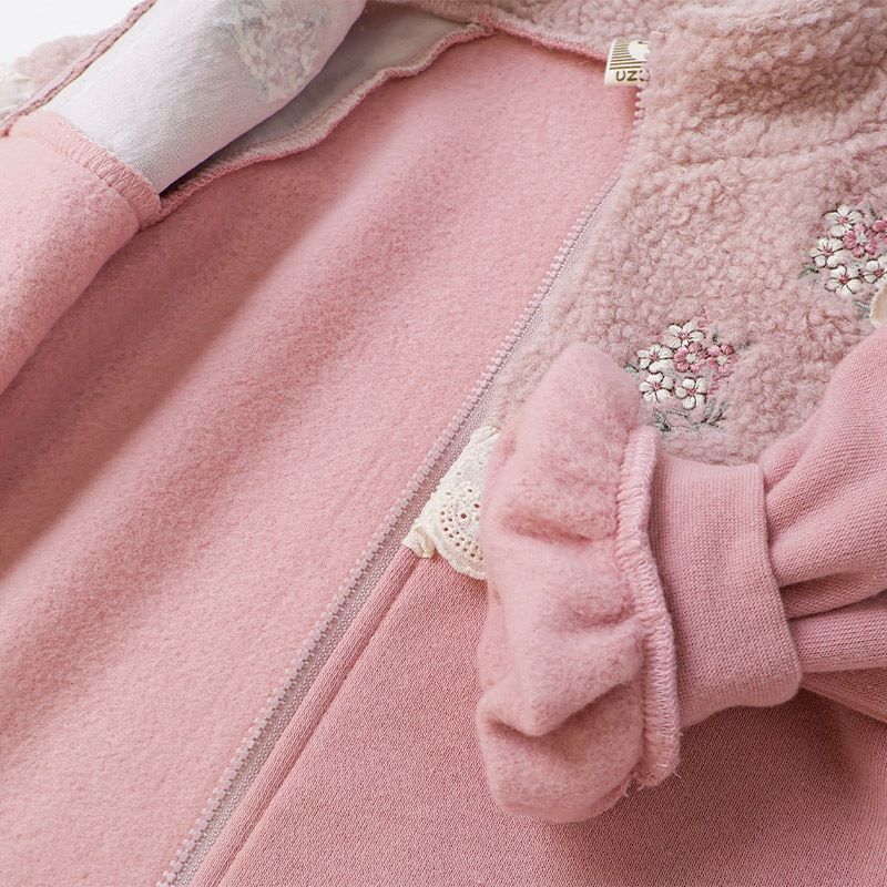 花刺繍ボアフリース切替ジャケット【Uzulandウズランド】