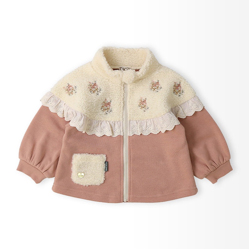 花刺繍ボアフリース切替ジャケット【Uzulandウズランド】