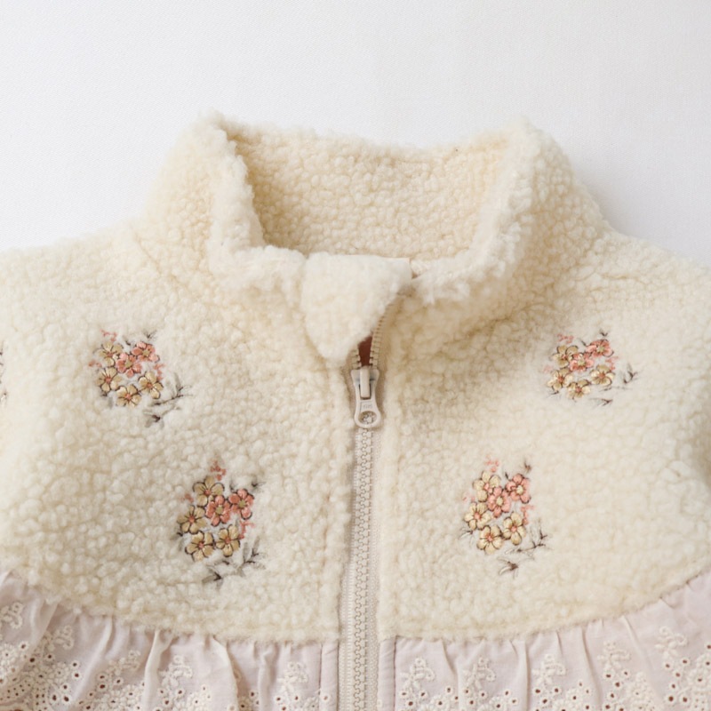 花刺繍ボアフリース切替ジャケット【Uzulandウズランド】