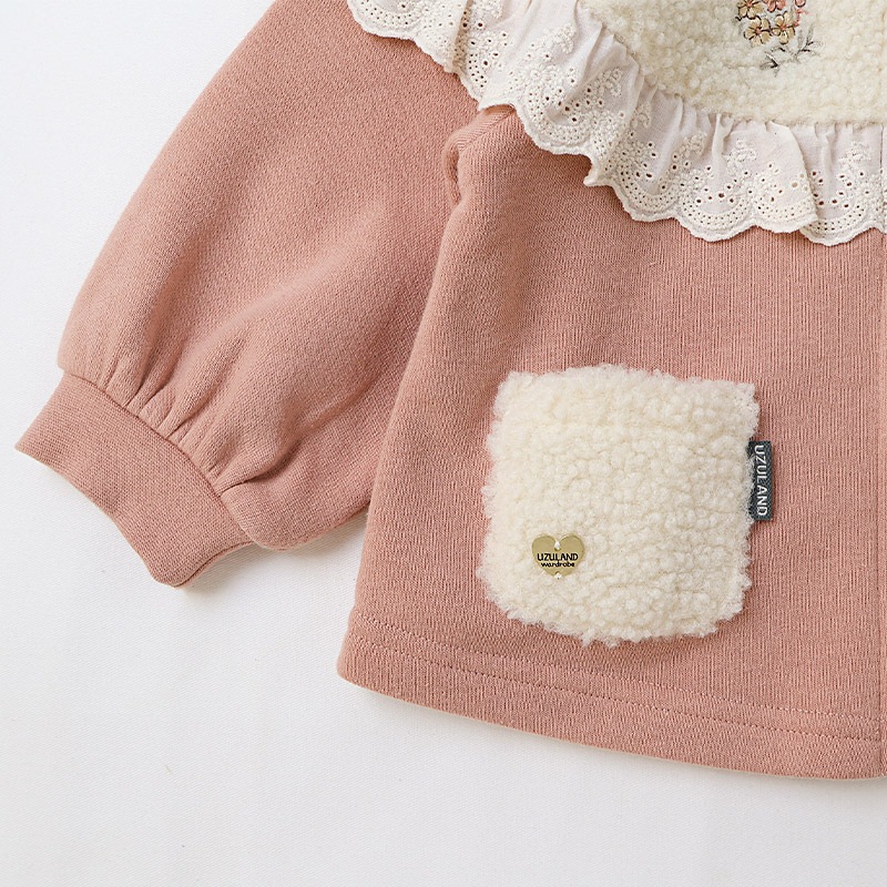 花刺繍ボアフリース切替ジャケット【Uzulandウズランド】