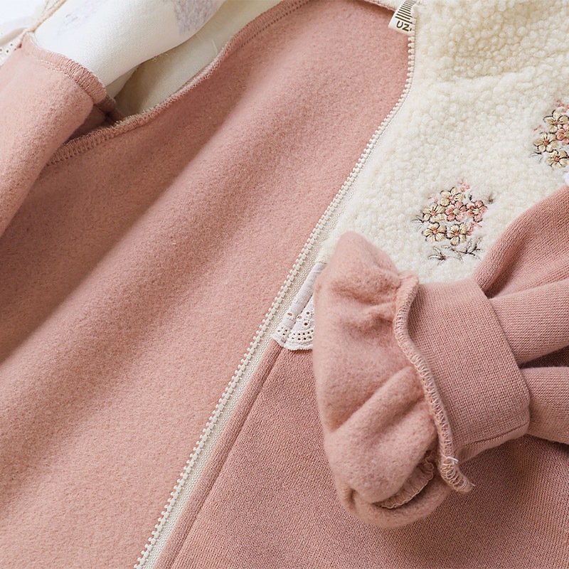 花刺繍ボアフリース切替ジャケット【Uzulandウズランド】