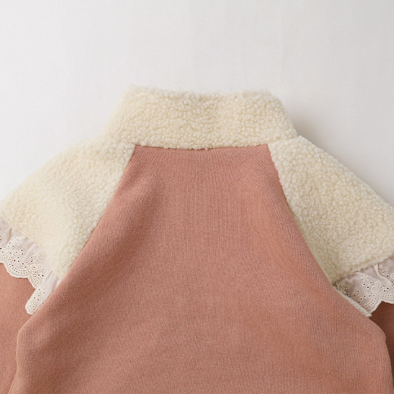 花刺繍ボアフリース切替ジャケット【Uzulandウズランド】