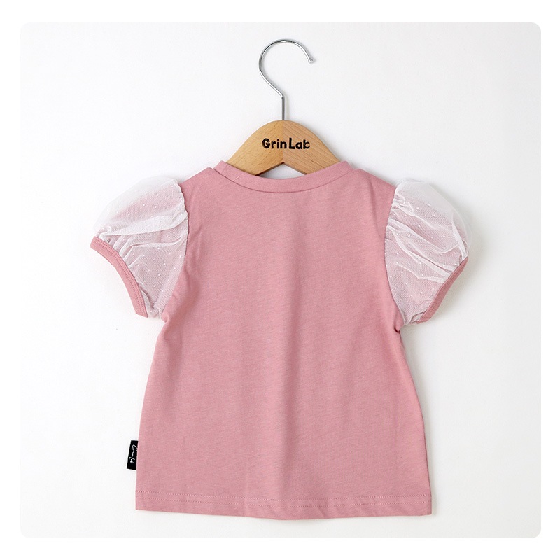 キッズ Tシャツ 子供服 半袖 女の子 トップス ロゴ チュール 切替 デザイン Ｔシャツ ( 80-130cm ) 【 GrinLab グリンラボ 】ガールズ かわいい ベビー 夏服 カジュアル 80cm 90cm 95cm 100cm 110cm 120cm 130cm