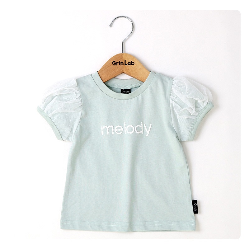 キッズ Tシャツ 子供服 半袖 女の子 トップス ロゴ チュール 切替 デザイン Ｔシャツ ( 80-130cm ) 【 GrinLab グリンラボ 】ガールズ かわいい ベビー 夏服 カジュアル 80cm 90cm 95cm 100cm 110cm 120cm 130cm