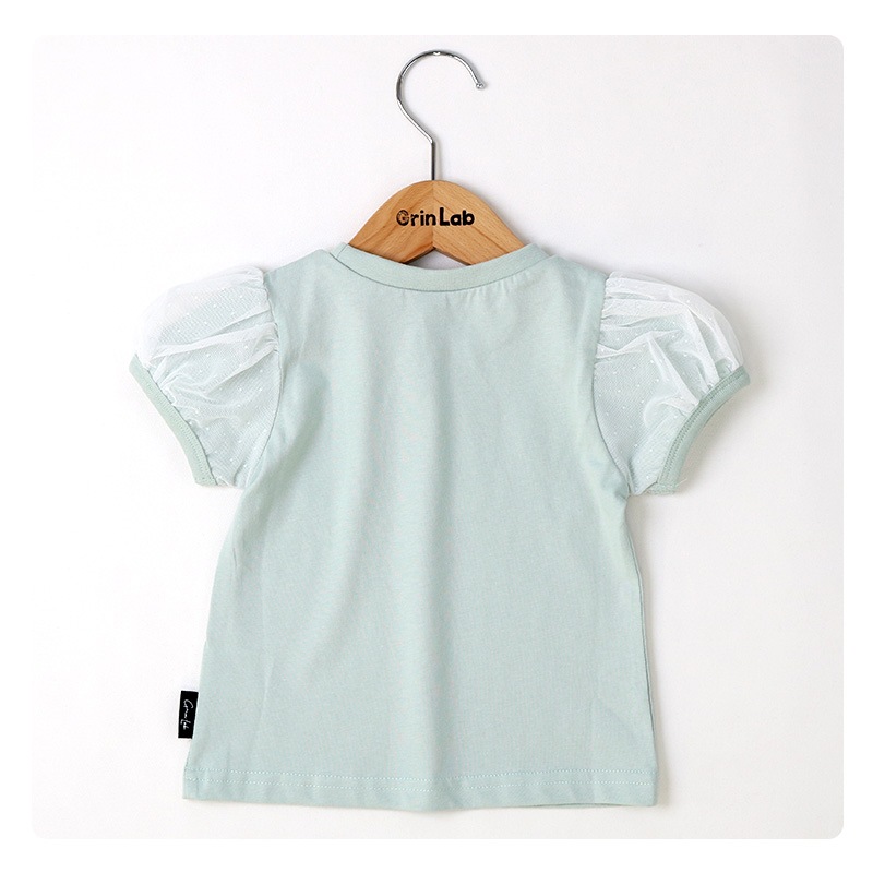 キッズ Tシャツ 子供服 半袖 女の子 トップス ロゴ チュール 切替 デザイン Ｔシャツ ( 80-130cm ) 【 GrinLab グリンラボ 】ガールズ かわいい ベビー 夏服 カジュアル 80cm 90cm 95cm 100cm 110cm 120cm 130cm