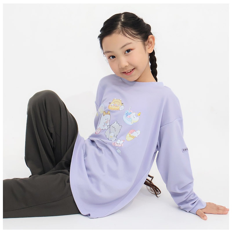 【新デザイン追加！】 キャラクターパジャマ 2点セット 巾着付き ガールズ パジャマ キッズ 長袖 女の子 オバケーヌ もちもちぱんだ いーすとけん 上下セット ルームウェア 子供服 カットソー ロングパンツ ウエストゴム ガールズ 春 秋 冬 部屋着 お昼寝 130 140 150 160