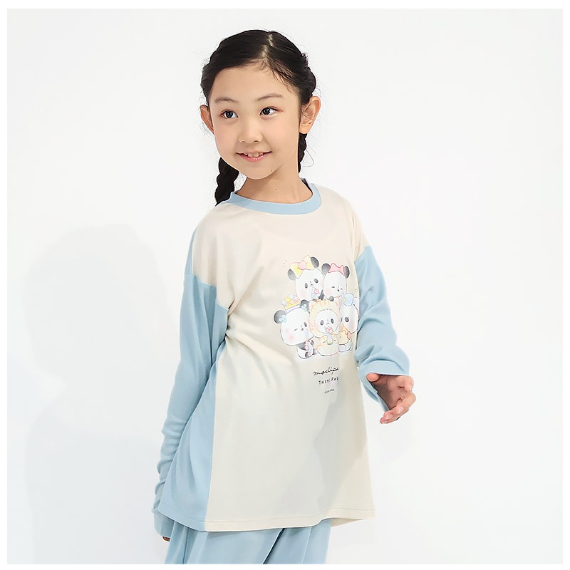 【新デザイン追加！】 キャラクターパジャマ 2点セット 巾着付き ガールズ パジャマ キッズ 長袖 女の子 オバケーヌ もちもちぱんだ いーすとけん 上下セット ルームウェア 子供服 カットソー ロングパンツ ウエストゴム ガールズ 春 秋 冬 部屋着 お昼寝 130 140 150 160