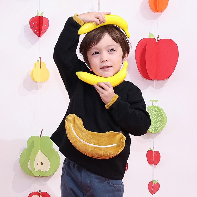 キッズ スウェットトレーナー 長袖 裏起毛 起毛あり フルーツ 立体ポケット ベビー トップス 男の子 女の子【フルーツ天国】 苺 いちご イチゴ バナナ くだもの 果物 可愛い かわいい お揃い ペア カットソー 起毛トリコット 暖かい 防寒 80 90 95 100 110 120 130