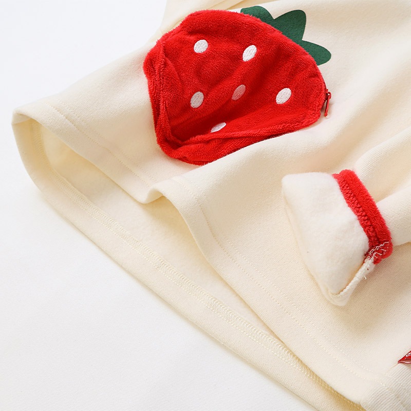 キッズ スウェットトレーナー 長袖 裏起毛 起毛あり フルーツ 立体ポケット ベビー トップス 男の子 女の子【フルーツ天国】 苺 いちご イチゴ バナナ くだもの 果物 可愛い かわいい お揃い ペア カットソー 起毛トリコット 暖かい 防寒 80 90 95 100 110 120 130